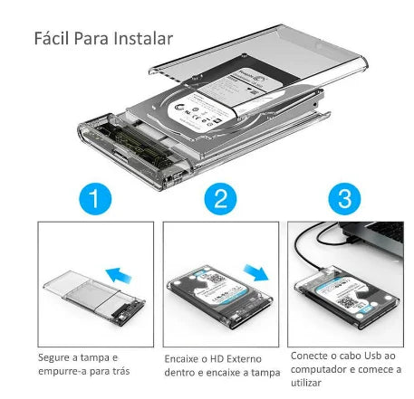 "Case HD Externo 2.5'' USB 3.0 - Compatível com PS4, Xbox One e PC!