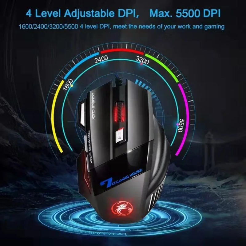 Mouse GAMER para JOGO computador 3200dpi com LED laser X7 USB Botões PROFISSIONAIS!