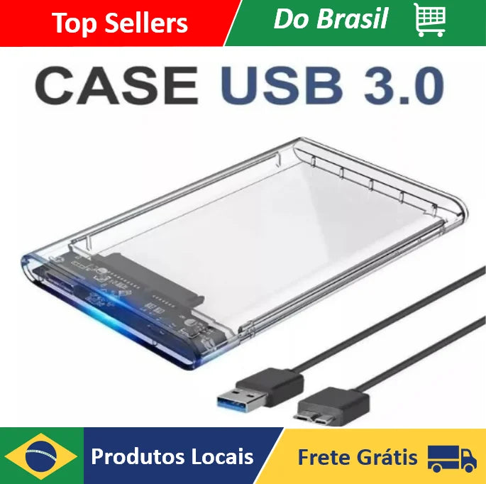 "Case HD Externo 2.5'' USB 3.0 - Compatível com PS4, Xbox One e PC!