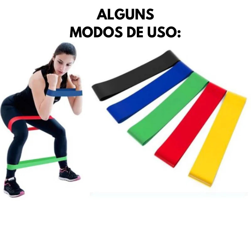 Kit de 5 Mini Faixas Elásticas – Seu Treino Completo em Qualquer Lugar!